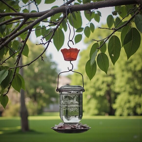 Birdfeeder Ant & Insect Guard/Ant Moat Red 2 Pack Transparent Plastic - Picture 4 of 4